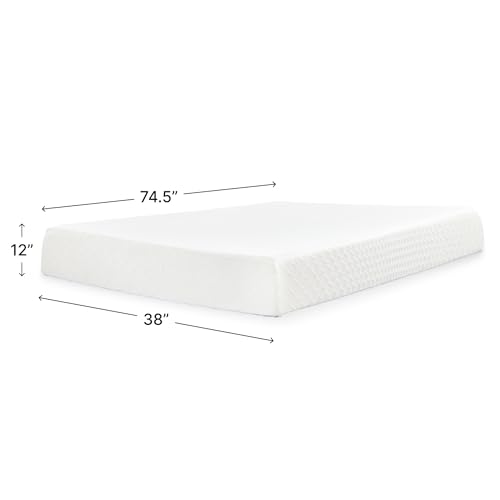 Signature Design by Ashley Chime Memory Foam 12" Twin Mattress with Thick Memory and Support Foam for Pressure Relief, Fiberglass Free, Mattress In A Box