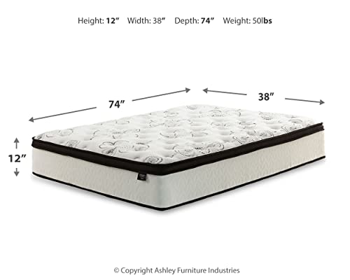 Signature Design by Ashley Twin Size Chime 12 Inch Medium Firm Hybrid Mattress with Cooling Gel Memory Foam for Pressure Relief