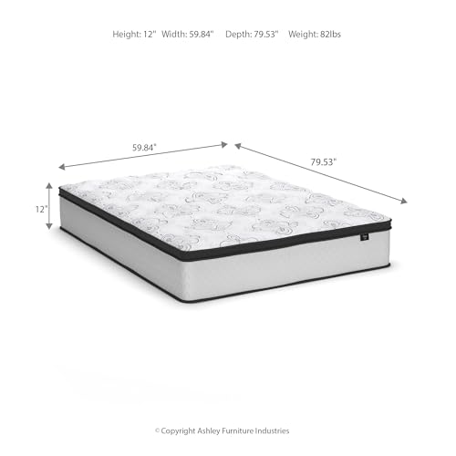 Signature Design by Ashley Queen Size Chime 12 Inch Medium Firm Hybrid Mattress with Cooling Gel Memory Foam for Pressure Relief
