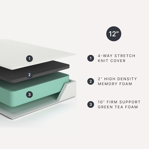 Signature Design by Ashley Chime Memory Foam 12" Twin Mattress with Thick Memory and Support Foam for Pressure Relief, Fiberglass Free, Mattress In A Box
