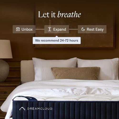 DreamCloud Classic 12" King Mattress - Luxury Hybrid Gel Memory Foam - 365 Night Trial - Back Pain Relief - Fiberglass Free - Forever Warranty - Mattress in a Box - CertiPUR-US Certified