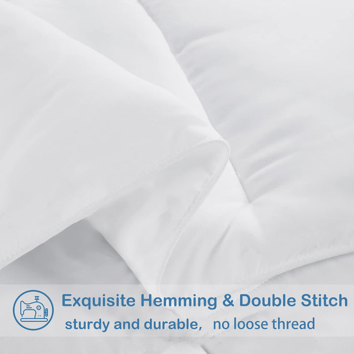 EASELAND Queen Size Down Alternative Comforter - Quilted Duvet Insert for All Seasons, Soft Lightweight with Corner Tabs, Summer Winter Warm Bedding, White 88×88 Inches