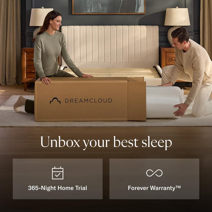 DreamCloud Classic 12" Full Mattress - Luxury Hybrid Gel Memory Foam - 365 Night Trial - Fiberglass Free - Forever Warranty - Mattress in a Box - CertiPUR-US Certified