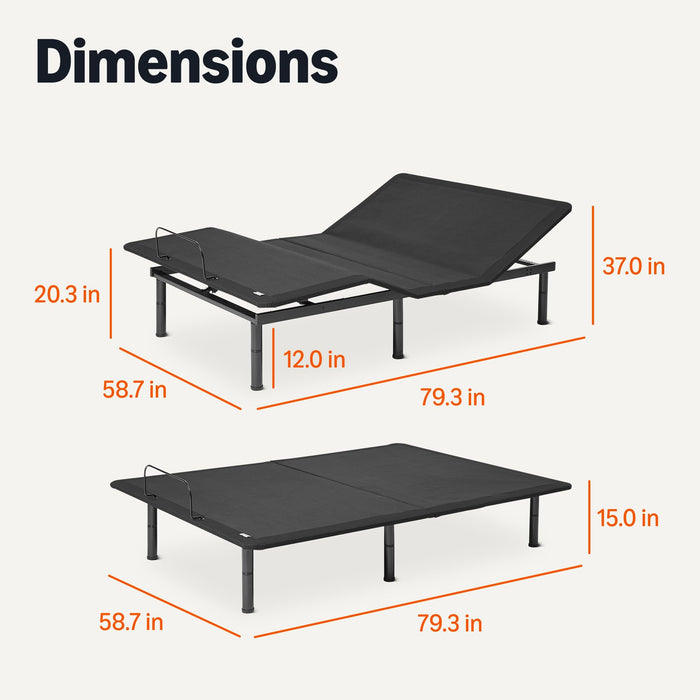 Amazon Basics Adjustable Metal Platform Bed Base with Wireless Remote Control, Queen