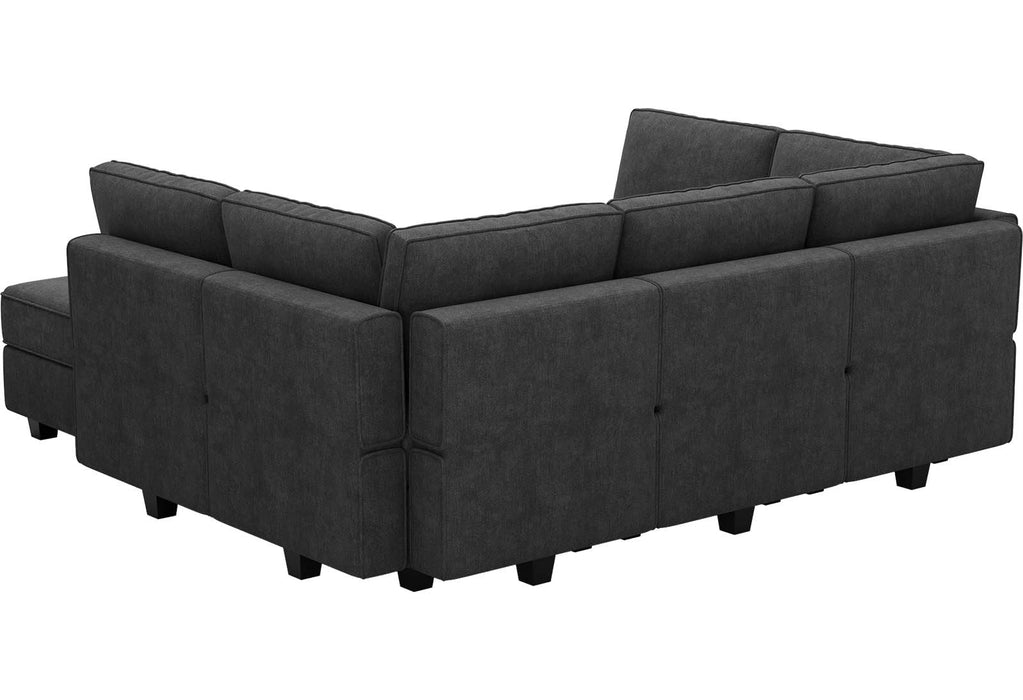 Belffin Modular Sectional Sleeper Sofa Couch with Storage Ottoman Convertible Sectional Couches for Living Room Terry Reversible Chaise. Black Sofa
