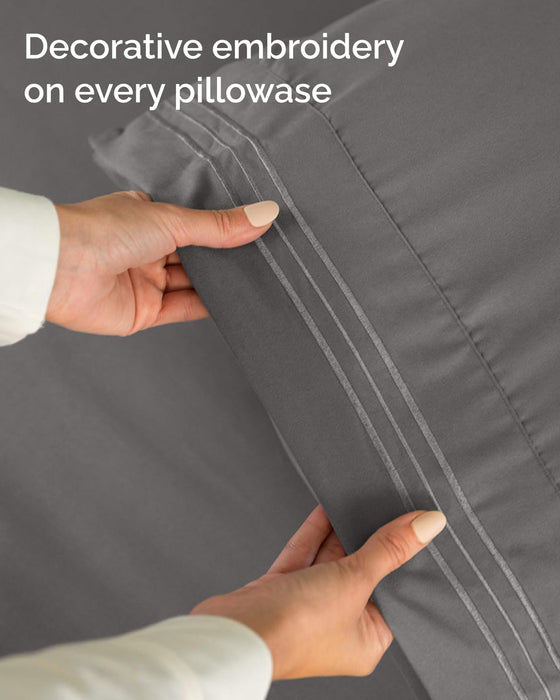 Twin XL 3 Piece Sheet Set - College Dorm Room Essentials - Dark Grey