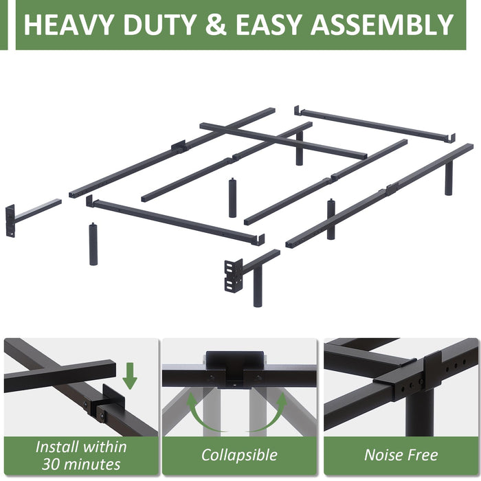 Mashomdec Twin Metal Bed Frame, 7 Inch Low Heavy Duty Platform Bed Frames Twin Size for Box Spring and Mattress, Easy Assembly, Noise-Free, Adjustable, Black