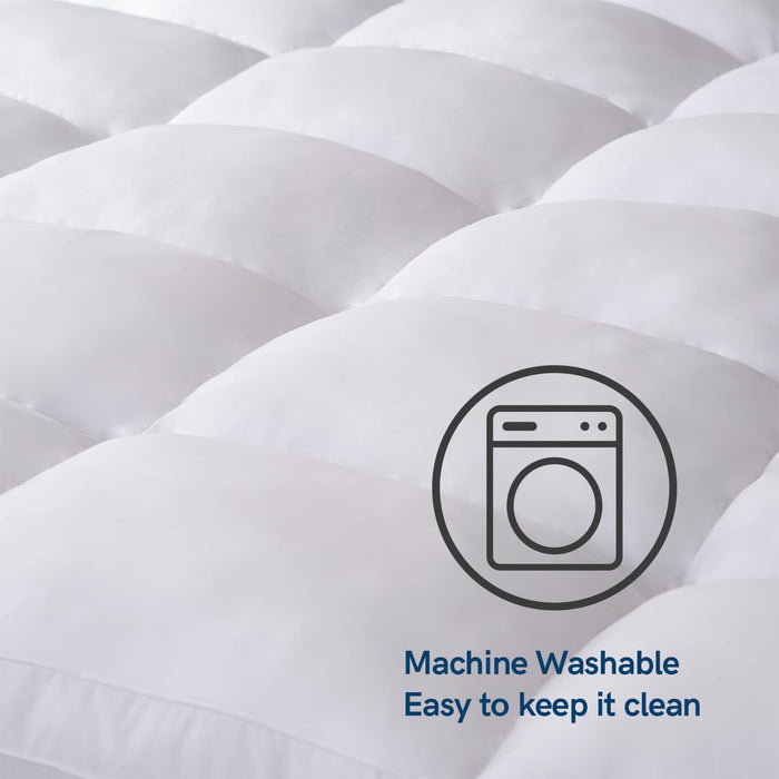 ELEMUSE RV King Mattress Topper for Back Pain, Extra Thick Mattress Pad Cover, Plush Soft Pillowtop with Elastic Deep Pocket, Overfilled Down Alternative Filling