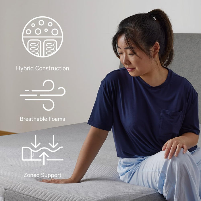 Casper Sleep Original Foam Hybrid Mattress, Queen Size - Medium Firm Memory Foam with Zoned SupportTM - 100-Night Trial - 10 Year Warranty - CertiPUR-US Mattress, Light Gray