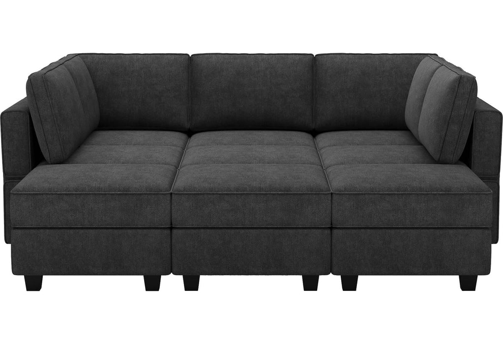 Belffin Modular Sectional Sleeper Sofa Couch with Storage Ottoman Convertible Sectional Couches for Living Room Terry Reversible Chaise. Black Sofa
