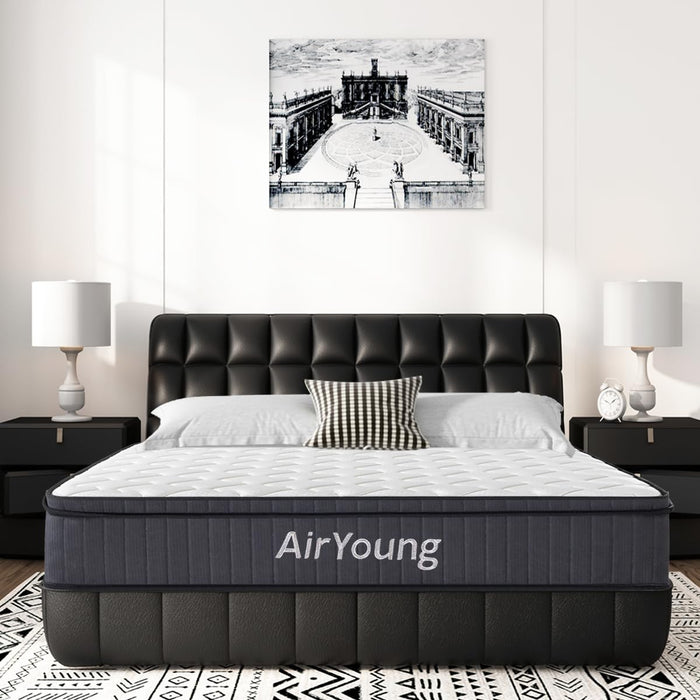 AirYoung 12 inch Full Mattress, Memory Foam Hybird Pocket Coil Full Mattress, Motion Isolation Pressure Relief Strong Edge Support, Medium Firm, with CertiPUR-US Certified