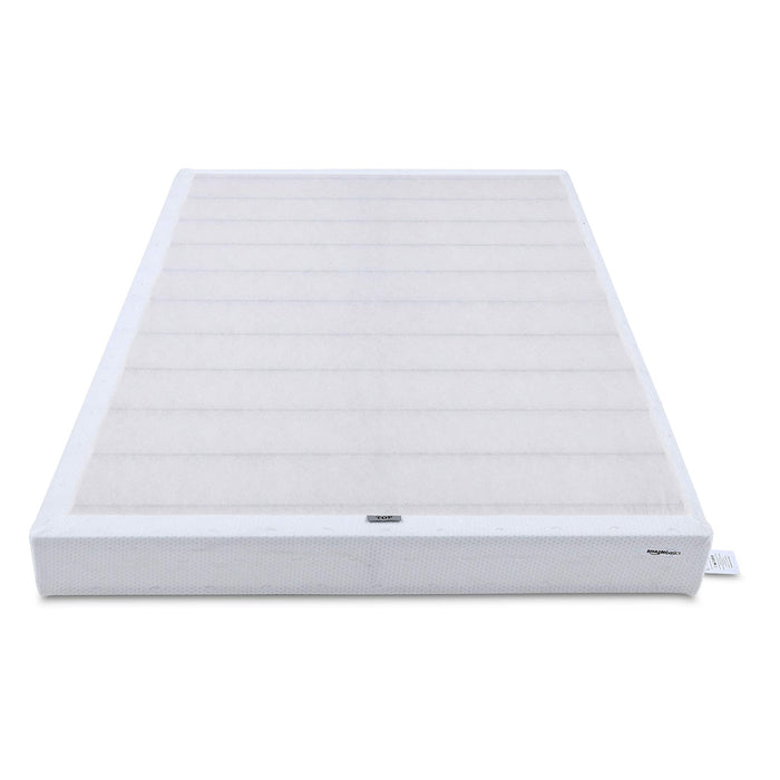 Amazon Basics Smart Box Spring Bed Base, 5-Inch Height Mattress Foundation, Tool-Free Easy Assembly, King, 79" x 75.5" x 5", White