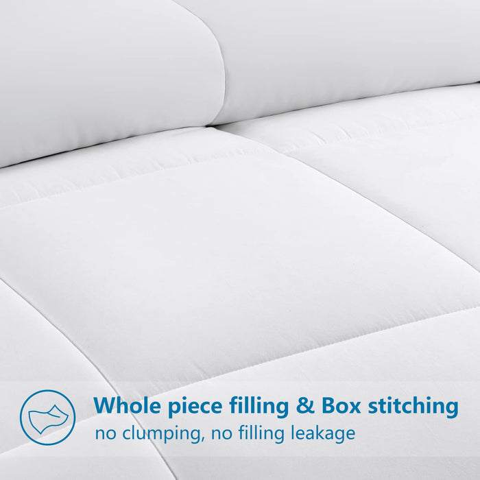 EASELAND Queen Size Down Alternative Comforter - Quilted Duvet Insert for All Seasons, Soft Lightweight with Corner Tabs, Summer Winter Warm Bedding, White 88×88 Inches
