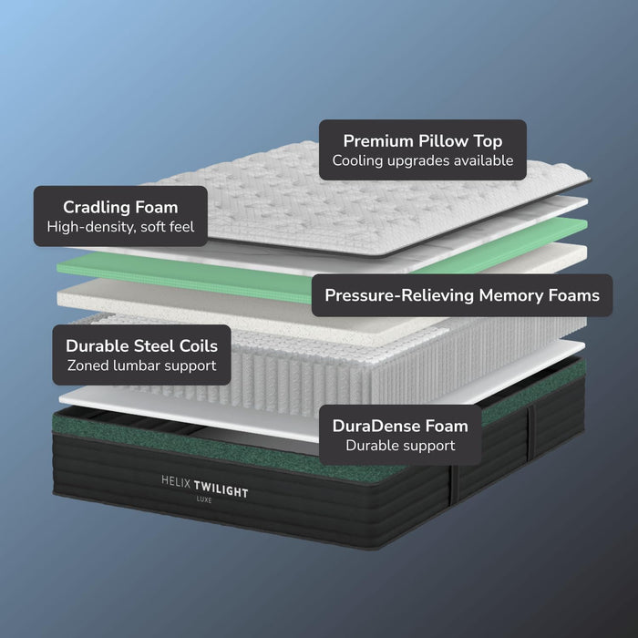 Helix Twilight Luxe with GlacioTex Cooling Mattress, California King