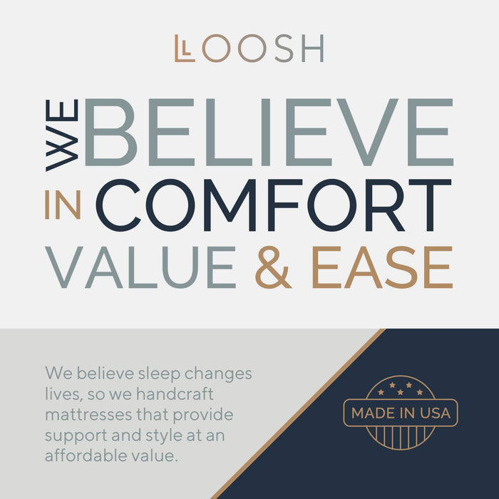 Loosh Twin XL Size 12" Extra Firm Mattress Moisture Wicking Fabric, Cool Sleep - Inner Spring System & High-Density Foam Layers for Support & Comfort - CertiPUR-US Certified, Bed in Box