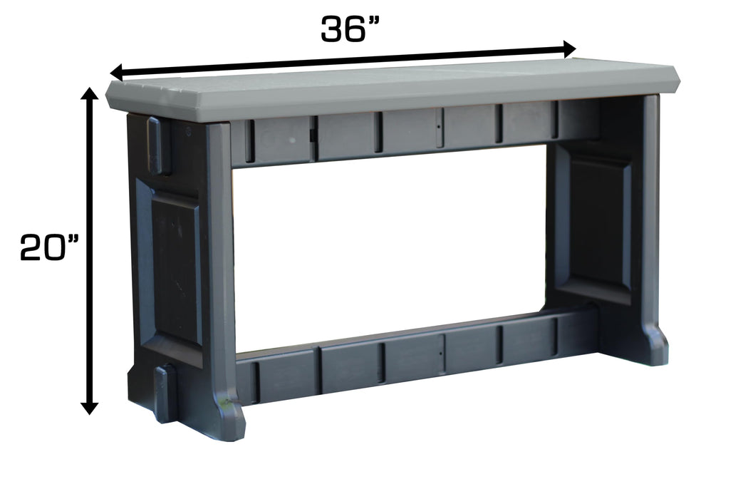 Leisure Accents Bench, Deep Grey Top with Black Sides, 1 Pack - Proudly Made in The USA, Click and Lock Hardware-Free Assembly, Durable and Stylish Outdoor Seating