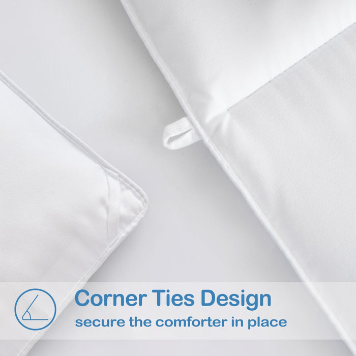 EASELAND Queen Size Down Alternative Comforter - Quilted Duvet Insert for All Seasons, Soft Lightweight with Corner Tabs, Summer Winter Warm Bedding, White 88×88 Inches