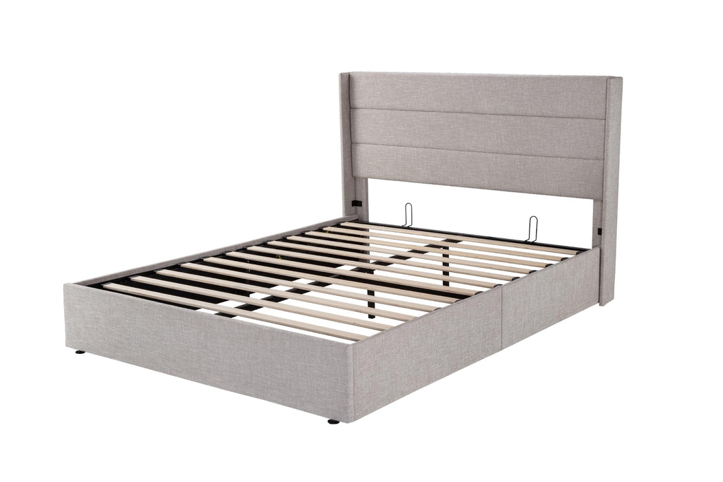 Wingback Headboard Bed Gruwans Queen Upholstered Platform Bed Frame With Wingback Headboard - Light Gray, Easy Assembly, No Box Spring Needed No Box Spring Needed Platform Bed Wingback Headboard Bed Gruwans Queen Upholstered Platform Bed Frame With Wingback Headboard - Light Gray, Easy Assembly, No Box Spring Needed No Box Spring Needed Platform Bed