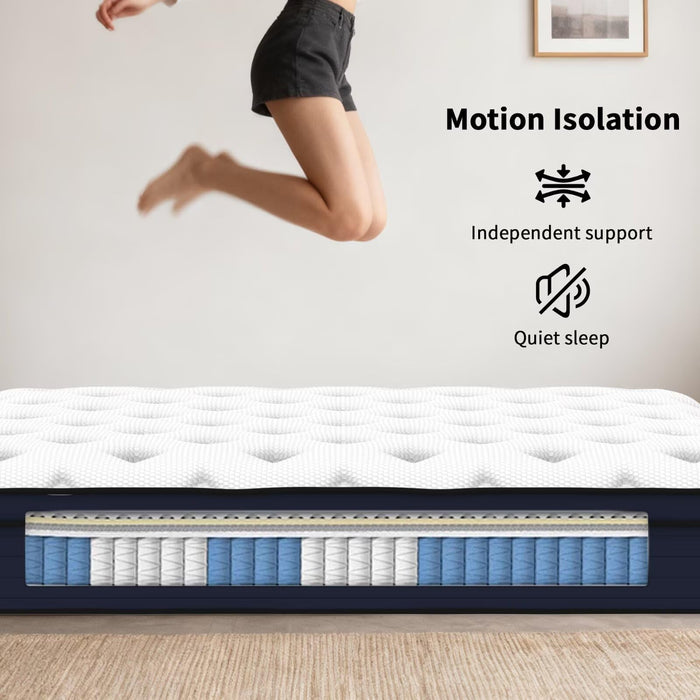 RWAEZYBLUX Queen Mattress, 14 Inch Hybrid Memory Foam Mattress in a Box, Cooling Gel for Pressure Relief & Back Pain Support, CertiPUR-US Certified, Medium Firm Bed, Breathable Comfort Sleep