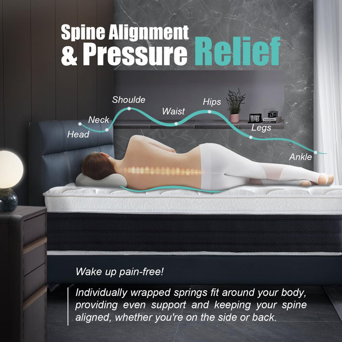 Soxgim Queen Mattress 12 inch Queen Size Mattress 80"*60"*12" Healthy Material Soft Comfortable Breathable Four-Sided Reinforcement Quiet Easy to Clean Vacuum Packed