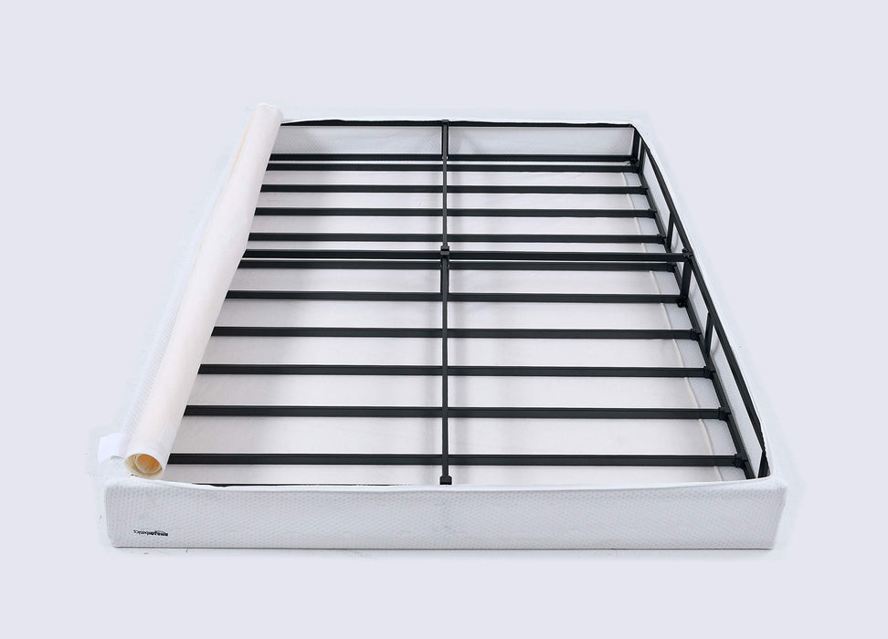 Amazon Basics Smart Box Spring Bed Base, 5-Inch Height Mattress Foundation, Tool-Free Easy Assembly, King, 79" x 75.5" x 5", White