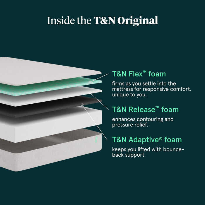 Tuft & Needle Original Medium Twin XL Size Adaptive Foam Mattress in a Box, Cooling Gel, Pressure Relief, Supportive, 100 Night Trial, Fiberglass Free, CertiPUR-US, 10-Year Limited Warranty