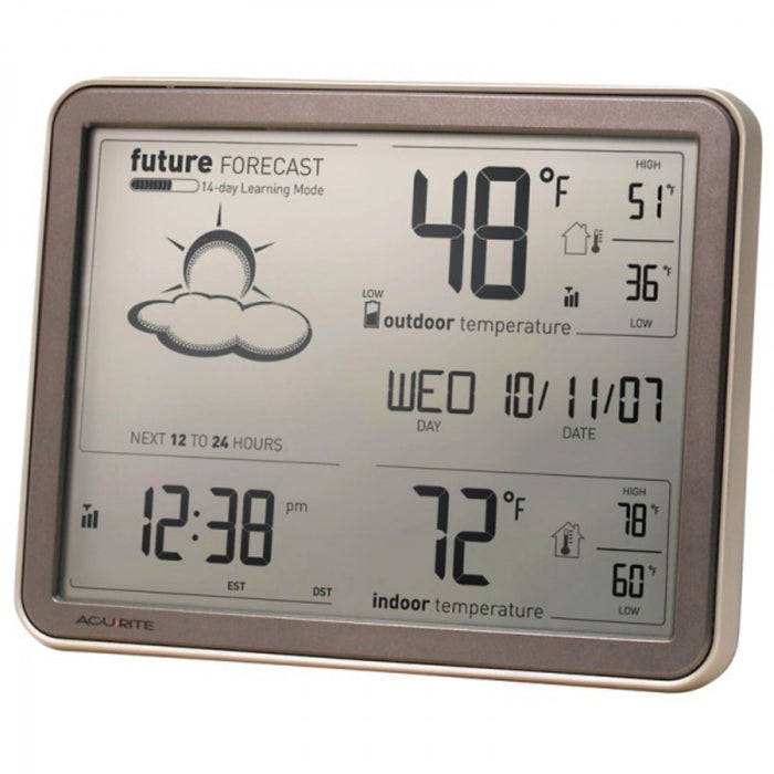 AcuRite 75077A3M Self-Learning Forecast Wireless Weather Station with Large Display and Atomic Clock, Black