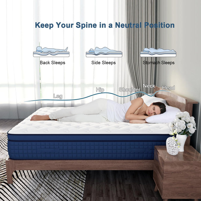 Duchessz Queen Mattress, 12 Inch Hybrid Mattresses with Gel Memory Foam and Individually Pocket Innerspring Euro Top Medium Firm for Motion Isolation, Edge Support, 100 Night Trial