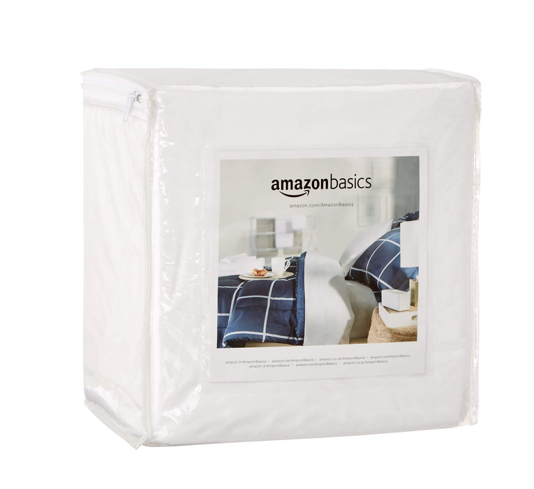 Amazon Basics Waterproof Mattress and Box Spring Protector, Zipper Enclosed Cover to Protect Against Liquid Spills, 12â€œ to 18" Depth, Queen, White