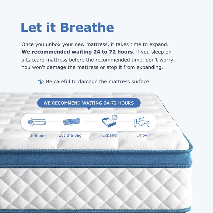 Laccard King Size Mattress, 14 Inch Medium Firm Hybrid King Bed Mattresses, Memory Foam Mattress in a Box for Pressure Relief, Individual Pocket Spring-Motion Isolation with Edge Support, CertiPUR-US