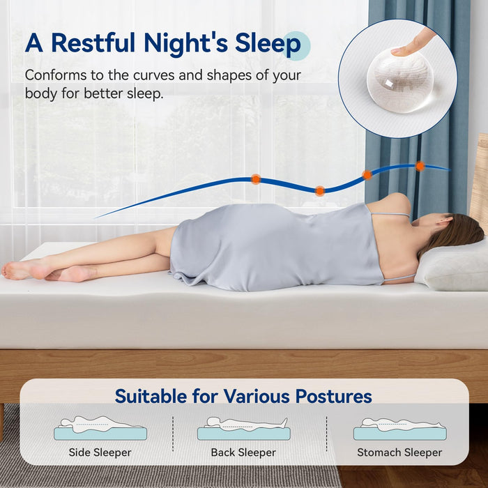 Amazon Basics Soft Plush Feel Memory Foam Mattress, Breathable, 8 Inch, Full, White/Grey
