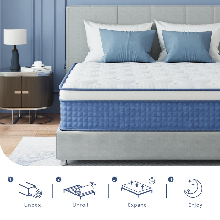 SynthoSpace Queen Mattress 12 Inch Hybrid Mattress in a Box, Medium Firmness, Foam and Individual Pocket Springs for Motion Isolation & Pressure Relief, CertiPUR-US Certified, 60" x 80"