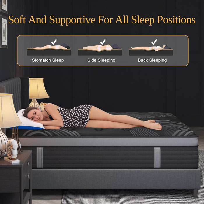 coletex Queen Mattress, 14 Inch Hybrid Mattresses, Medium-Firm Feel with Pocket Springs & Cooling Gel Memory Foam, CertiPUR-US Certified for Enhanced Support, Cooling & Motion Isolation