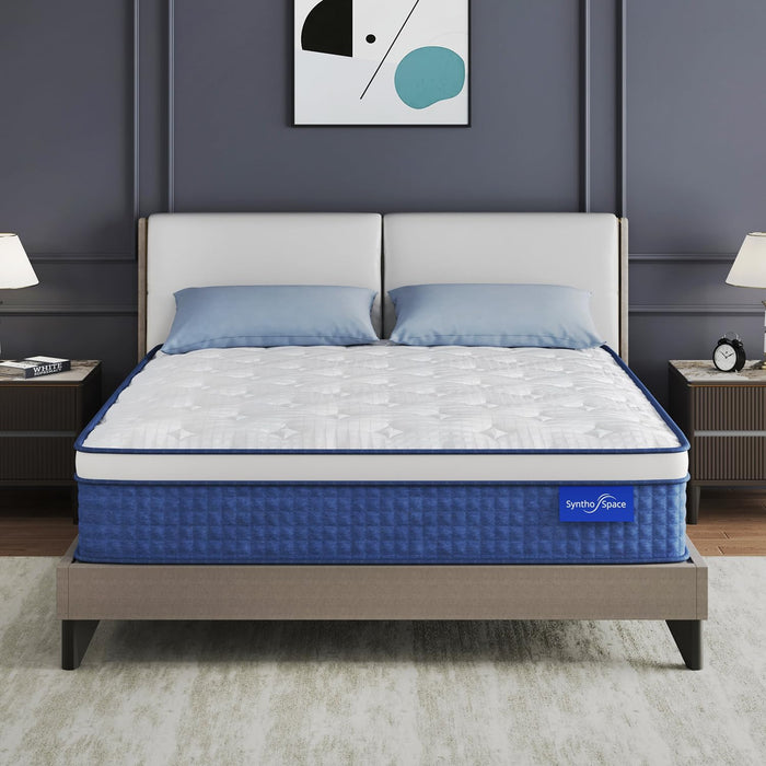 SynthoSpace Queen Mattress 12 Inch Hybrid Mattress in a Box, Medium Firmness, Foam and Individual Pocket Springs for Motion Isolation & Pressure Relief, CertiPUR-US Certified, 60" x 80"
