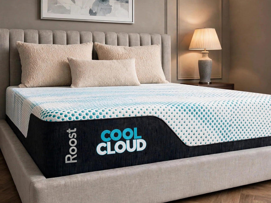 ROOST SLEEP Cool Cloud 12-Inch Queen Mattress, Gel Memory Foam for Back Pain Relief & Cool Sleep, Medium Plush, CertiPUR-US Certified, Made in USA, Bed in a Box