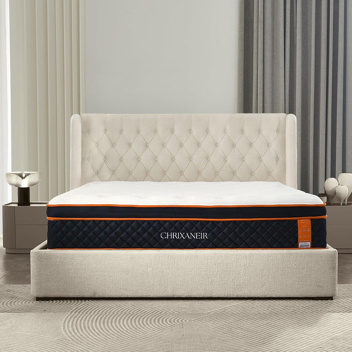 CHRIXANEIR 14 Inch King Size Hybrid Mattress, Medium Firm Gel Memory Foam Euro Top Mattress in a Box and Pocket Springs, CertiPUR-US Certified, Balance Support & Pain-Relief.