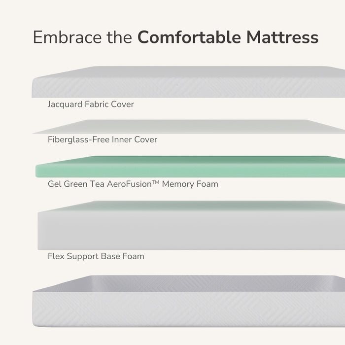 MLILY 8 Inch Twin Mattress for Kids Green Tea Memory Foam Medium Firm