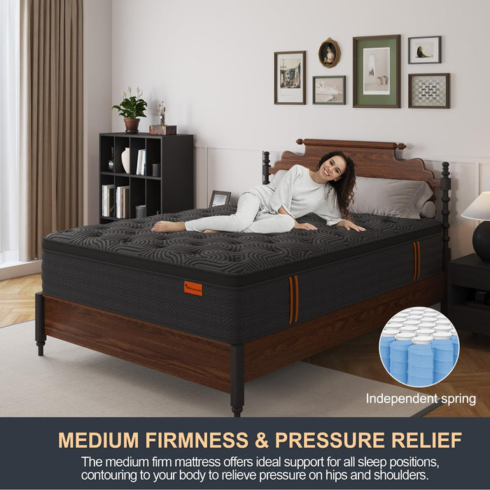 VISCOUNTESS Full Size Mattress, 12 Inch Hybrid Mattresses with Durable Support, Motion Isolation & Individually Poctet, 100 Night Trial, Pressure Relief for Silent Sleep
