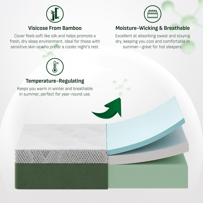 Softa 12 Inch Twin Cooling Gel Memory Foam Mattress, Viscose from Bamboo, 3-Layered Mattress with Green Tea Support, Medium Firmness, CertiPUR-US Certified, Washable, 10-Year Warranty, Bed-in-a-Box
