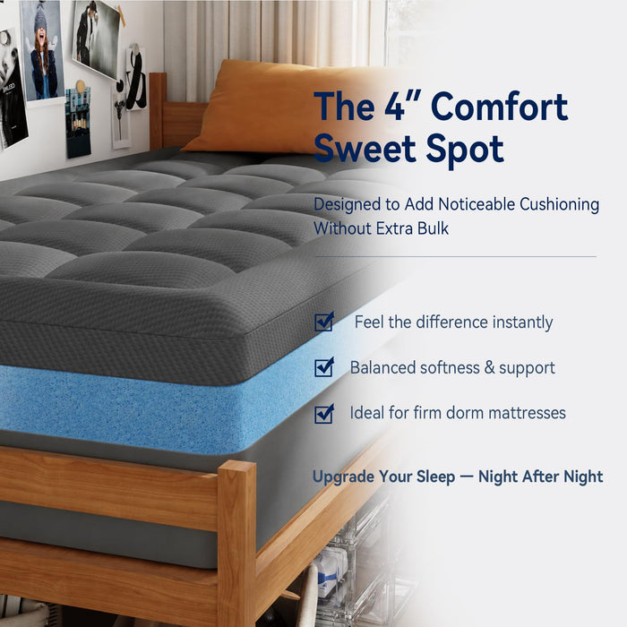 ELEMUSE Twin XL College Dorm Essentials 3 Inch Memory Foam Mattress Topper