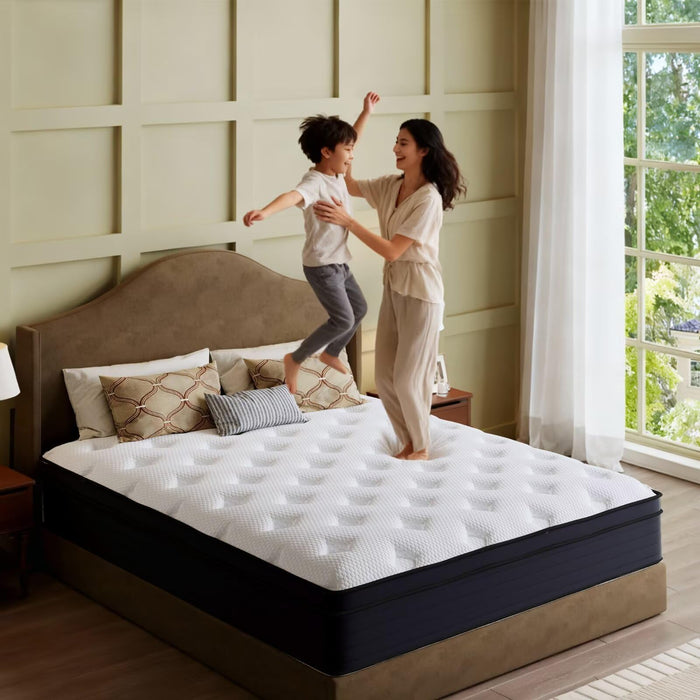 RWAEZYBLUX Queen Mattress, 14 Inch Hybrid Memory Foam Mattress in a Box, Cooling Gel for Pressure Relief & Back Pain Support, CertiPUR-US Certified, Medium Firm Bed, Breathable Comfort Sleep