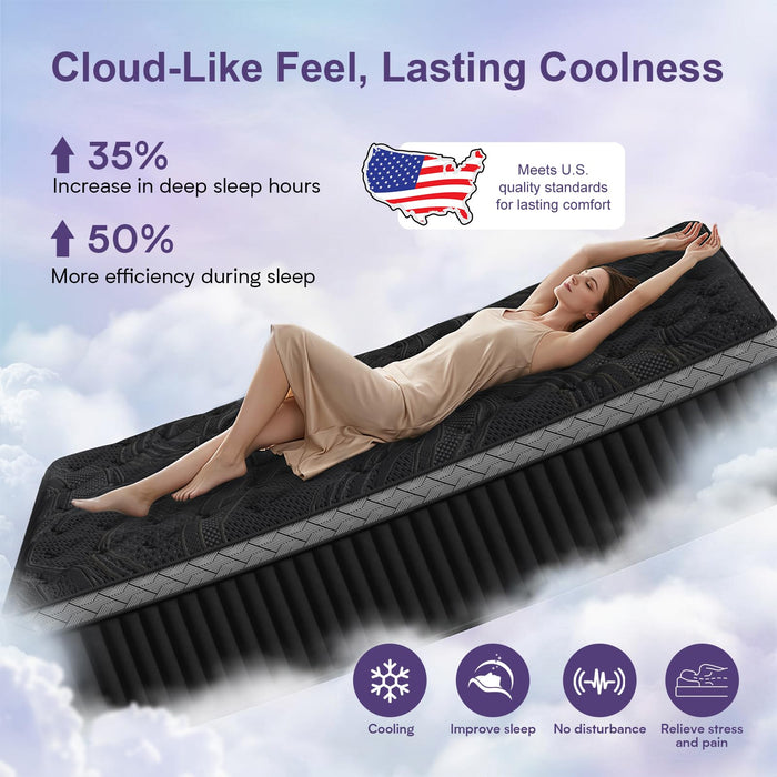 Grbsy 16 Inch King Size Mattress, Upgraded Luxury Hybrid King Mattress in A Box with 7-Zone Support for Cool Night & Pressure Relief, Motion Isolation, Assembled in USA, 365-Night Trial, Medium Firm