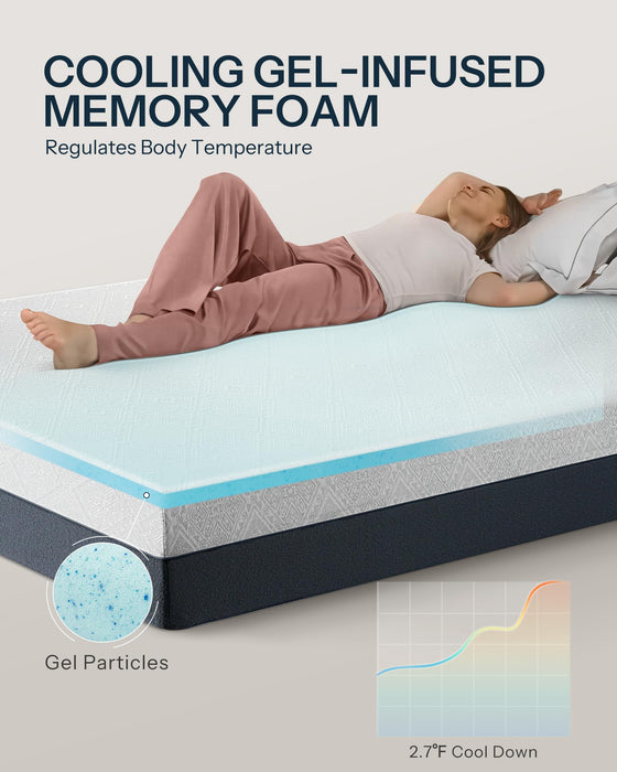 King Size Mattress, 10 Inch Cooling-Gel Memory Foam King Bed Mattress Made in USA, Pressure Relief, Motion Isolation, Breathable Fabric, Mattresses in a Box for Optimal Sleep Quality, CY-10-K