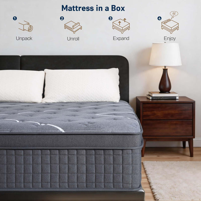 Queen Mattress 10 Inch, Luxury Hotel-Level Hybrid Mattress in a Box, Cooling Gel Memory Foam & Upgraded Pocket Springs, Enhanced Back & Lumbar Hip Support, Back Pain Relief,Medium Firm,365-Night Trial