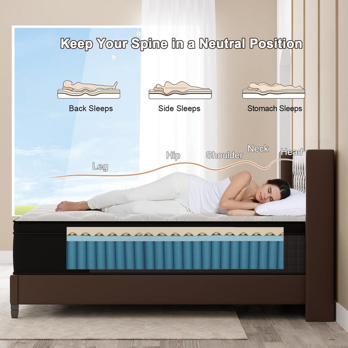 Duchessz Queen Mattress, 12 Inch Hybrid Mattresses with Gel Memory Foam and Individually Pocket Innerspring Mattresses Medium Firm for Motion Isolation, Edge Support, 100 Night Trial Black & White