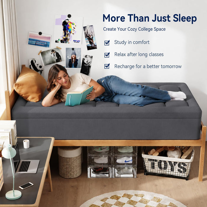 ELEMUSE Twin XL College Dorm Essentials 3 Inch Memory Foam Mattress Topper