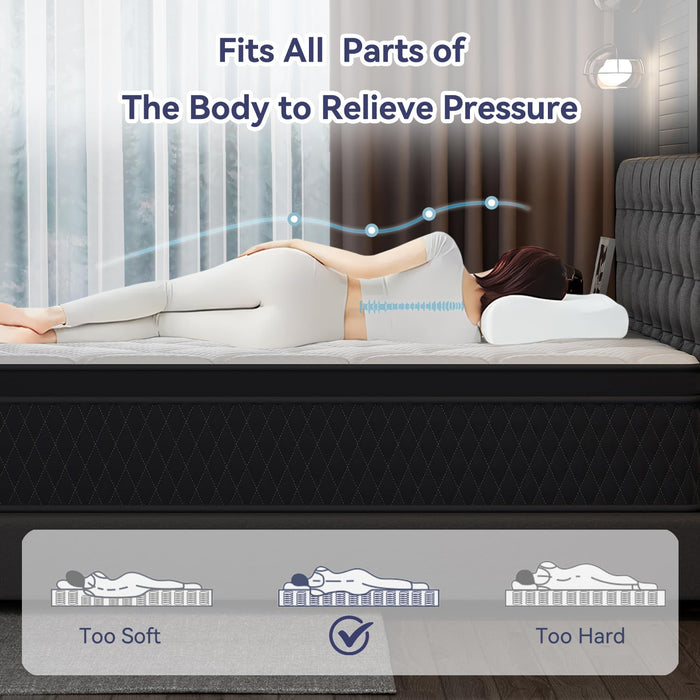 Bedtter 12 Inch Queen Mattress,Memory Foam Hybrid Mattress in a Box,Individually Pocketed Springs for Isolate Motion, Pressure Relief, CertiPUR-US Certified, Fiberglass Free & Support Comfort