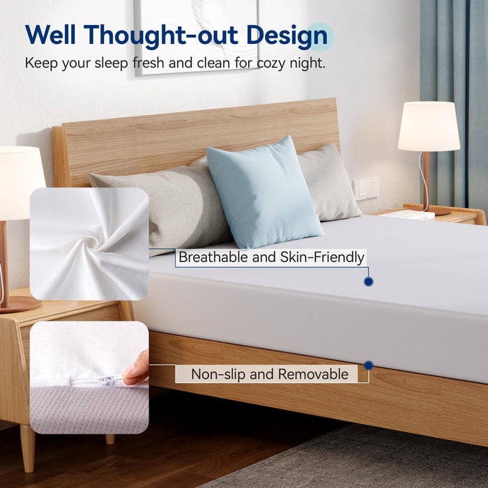 Amazon Basics Soft Plush Feel Memory Foam Mattress, Breathable, 8 Inch, Full, White/Grey