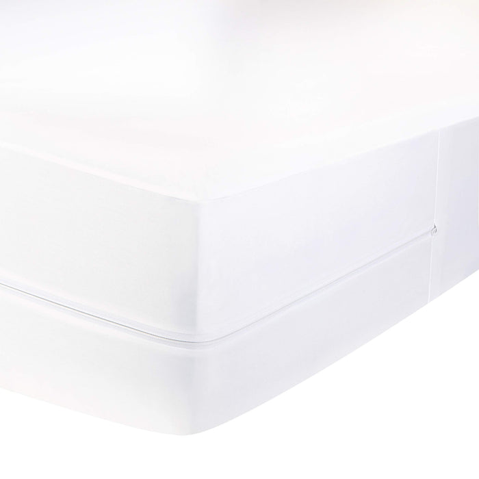 Amazon Basics Waterproof Mattress and Box Spring Protector, Zipper Enclosed Cover to Protect Against Liquid Spills, 12â€œ to 18" Depth, Queen, White