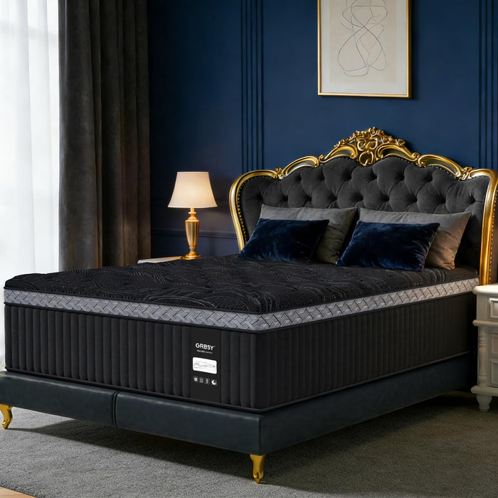 Grbsy 16 Inch King Size Mattress, Upgraded Luxury Hybrid King Mattress in A Box with 7-Zone Support for Cool Night & Pressure Relief, Motion Isolation, Assembled in USA, 365-Night Trial, Medium Firm